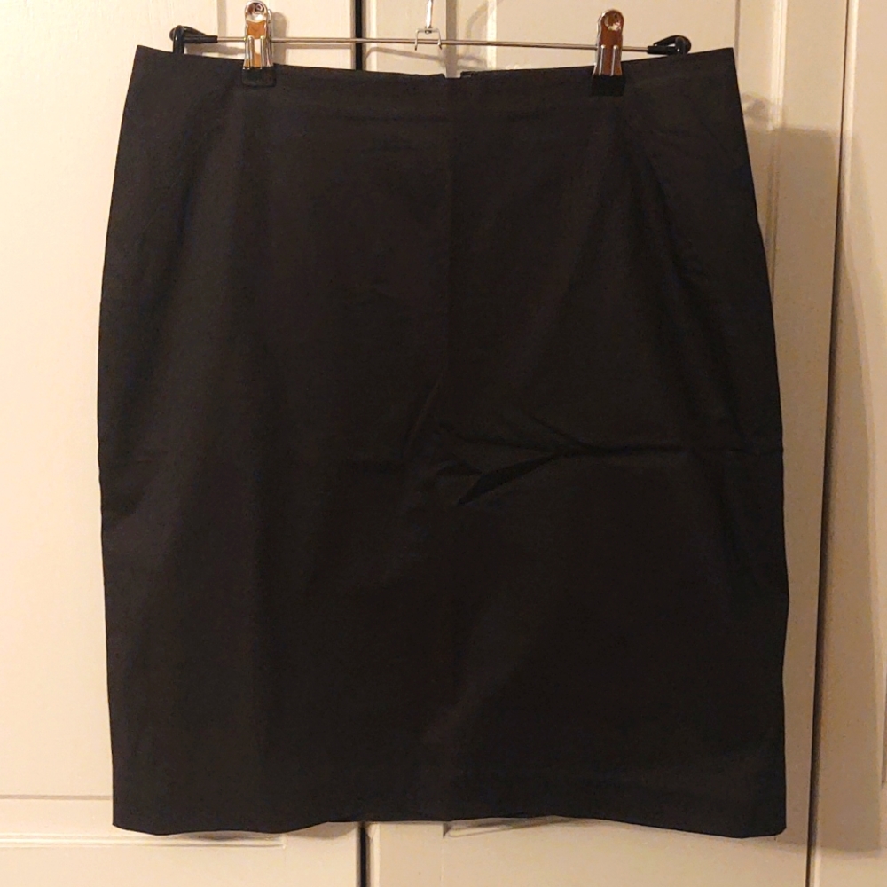 Black satin pencil skirt